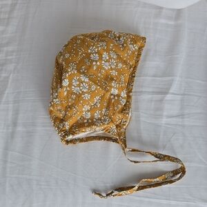 Floral Baby Bonnet in Mustard and White
